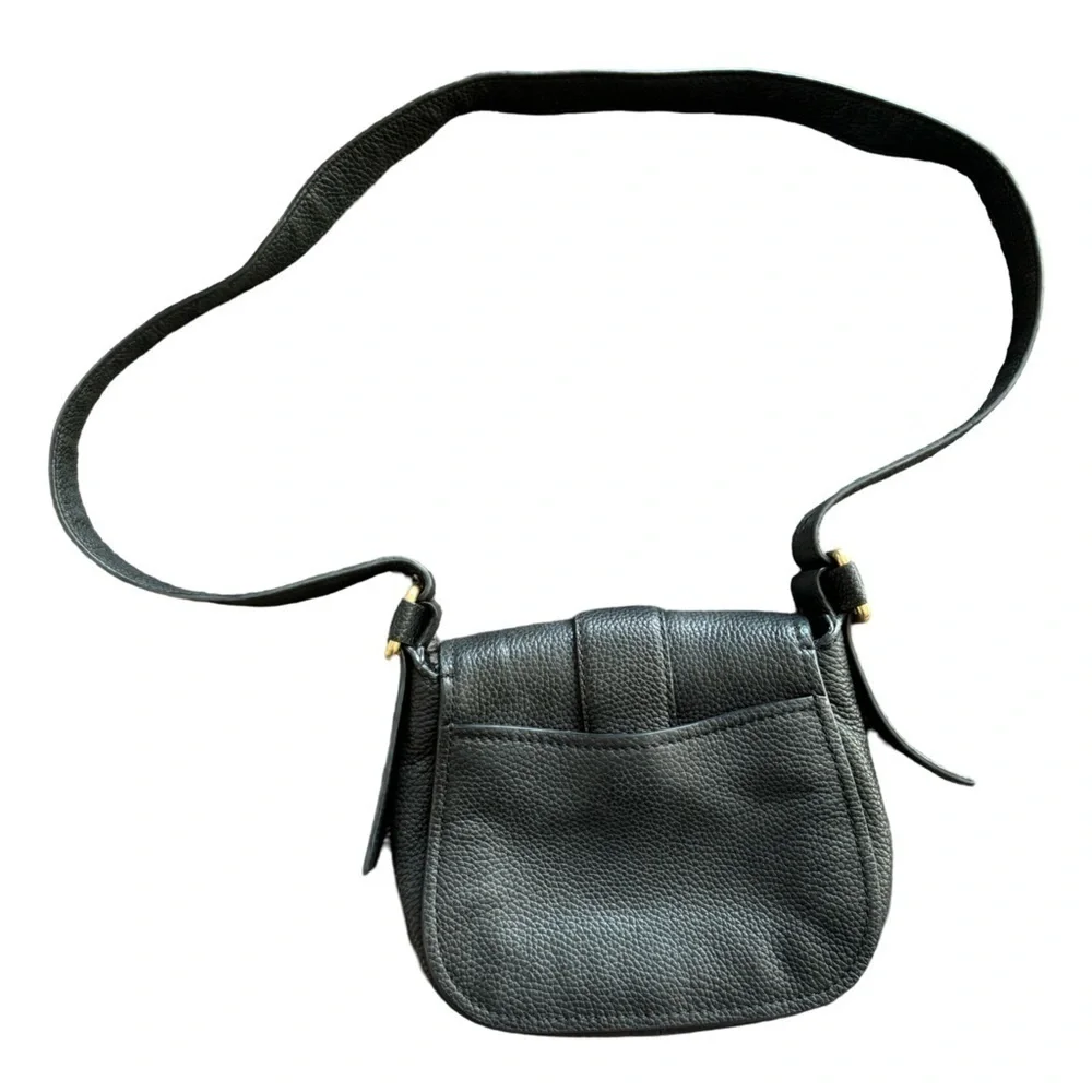 MICHAEL KORS Large Maxine Black Pebbled Leather Saddle Bag